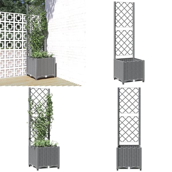 Plantekasse med espalier 40x40x136 cm PP lysegrå - Plantekasse - Plantekasser - Home & Living