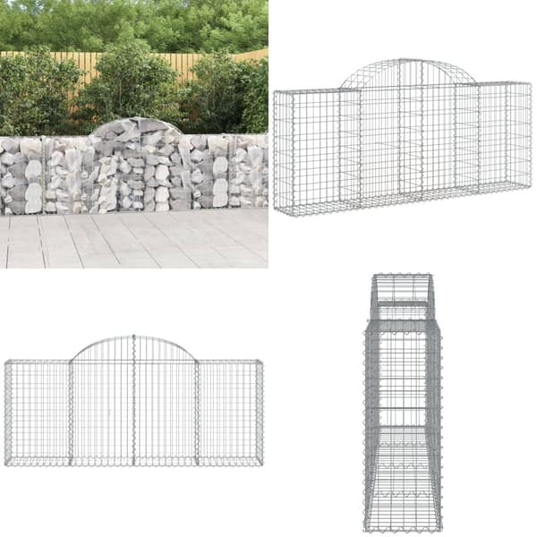 Gabion bågformad 200x30x80/100 cm galvaniserat järn - Gabion - Gabioner - Home & Living