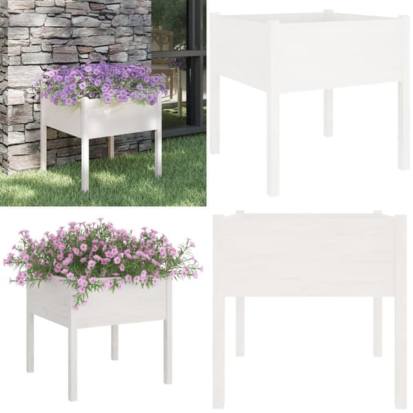 Plantekasse 70x70x70 cm massivt fyrretræ hvid - Plantekasse - Plantekasser - Home & Living