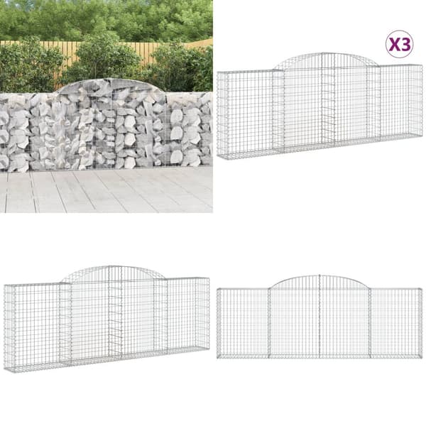 Kaarevat kivikorit 3 kpl 300x30x100/120 cm galvanoitu rauta - Kivikori - Kivikorit - Home & Living