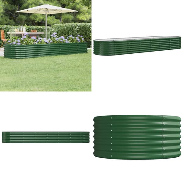 Plantekasse 296x80x36 cm pulverlakeret stål grøn - Plantekasse - Plantekasser - Home & Living