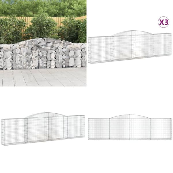 Kaarevat kivikorit 3 kpl 400x30x100/120 cm galvanoitu rauta - Kivikori - Kivikorit - Home & Living