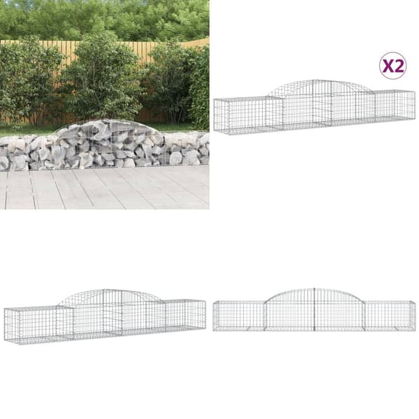 Buede gabionkurve 2 stk. 300x50x40/60 cm galvaniseret jern - Gabion-kurv - Gabion-kurve - Home & Living