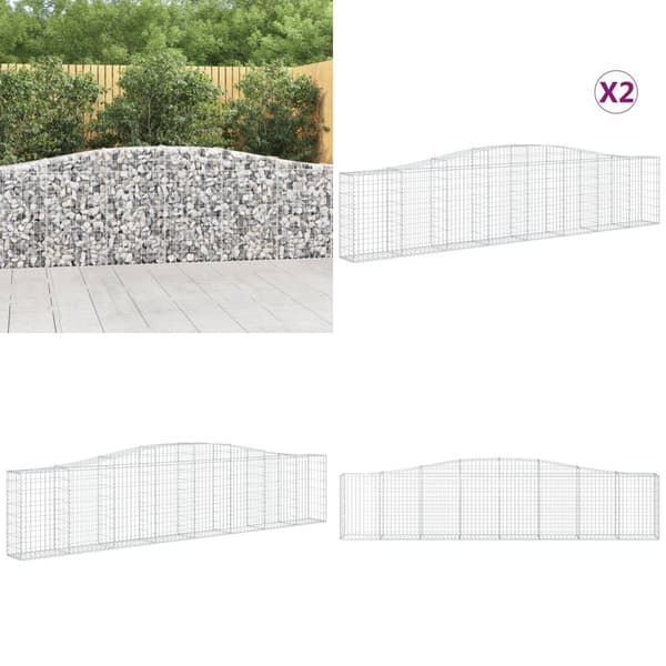Buede gabionkurve 2 stk. 400x30x80/100 cm galvaniseret jern - Gabion-kurv - Gabion-kurve - Home & Living