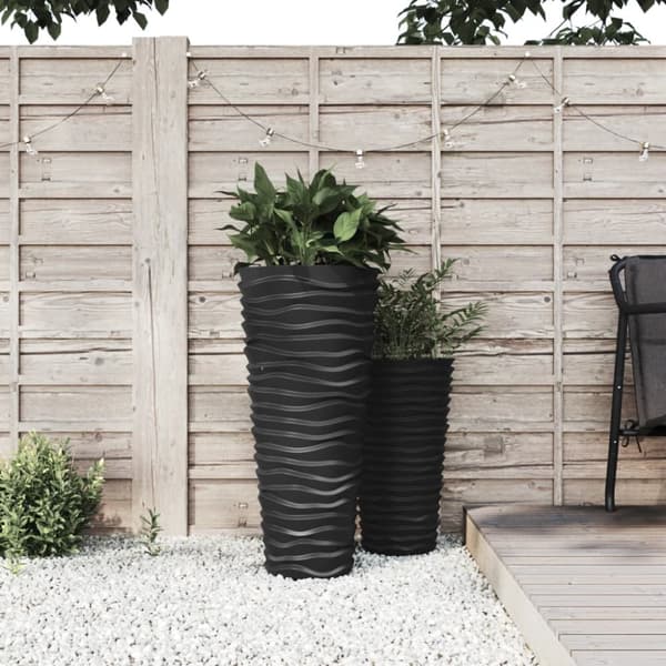 Plantekrukke 18/45 l udtagelig indsats rillet design antracit - Plantekrukke - Plantekrukker - Home & Living