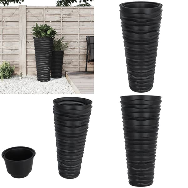 Plantekrukke 18/45 l udtagelig indsats rillet design antracit - Plantekrukke - Plantekrukker - Home & Living