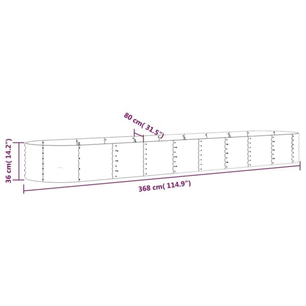 Plantekasse 368x80x36 cm pulverlakeret stål grøn - Plantekasse - Plantekasser - Home & Living