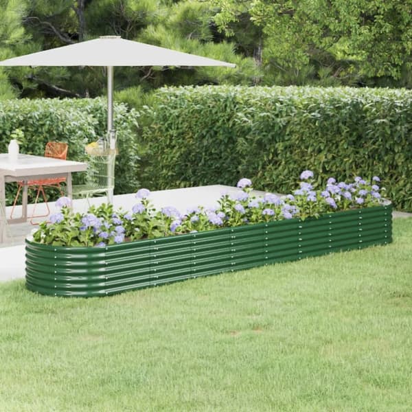 Plantekasse 368x80x36 cm pulverlakeret stål grøn - Plantekasse - Plantekasser - Home & Living