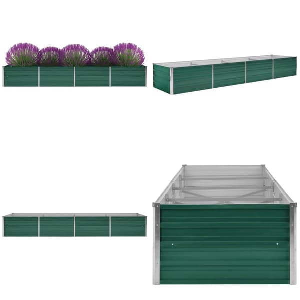 Forhøjet plantekasse 320x80x45 cm galvaniseret stål grøn - Plantekasse - Plantekasser - Home & Living