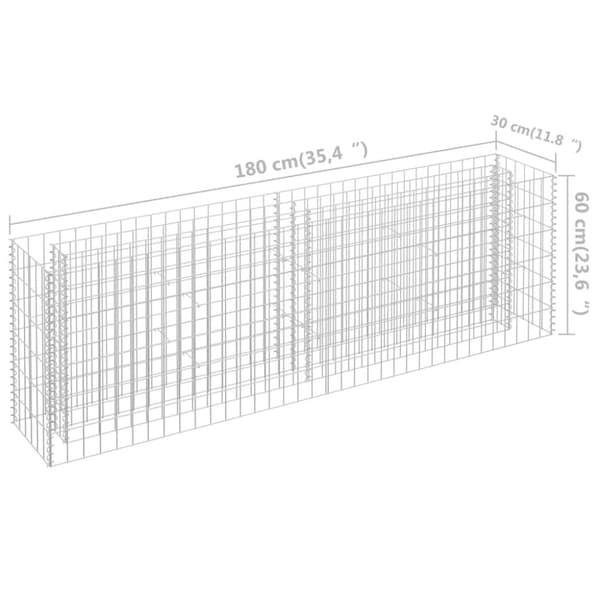Gabion-højbed 180x30x60 cm galvaniseret stål - Gabion-højbed - Gabion-højbede - Home & Living