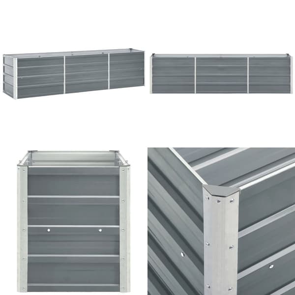 Forhøjet plantekasse 240x40x45 cm galvaniseret stål grå - Plantekasse - Plantekasser - Home & Living