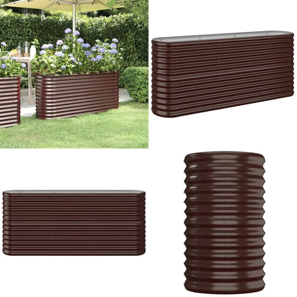 Odlingslåda pulverlackerat stål 152x40x68 cm brun - Odlingslåda Upphöjd - Odlingslådor Upphöjda - Home & Living