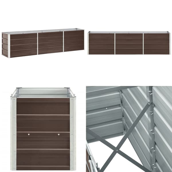 Forhøjet plantekasse 240x40x45 cm galvaniseret stål brun - Plantekasse - Plantekasser - Home & Living