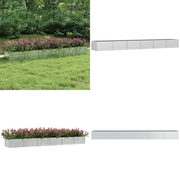 Odlingslåda upphöjd galvaniserat stål 480x80x45 cm silver - Odlingslåda - Odlingslådor - Home & Living