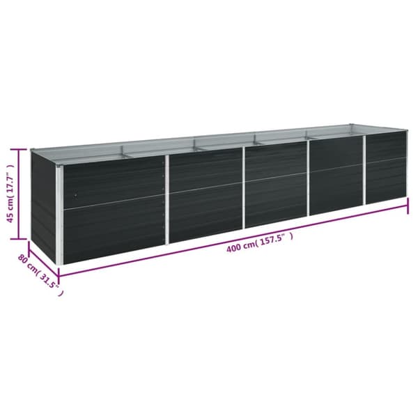 Forhøjet plantekasse 400x80x45 cm galvaniseret stål antracitgrå - Plantekasse - Plantekasser - Home & Living