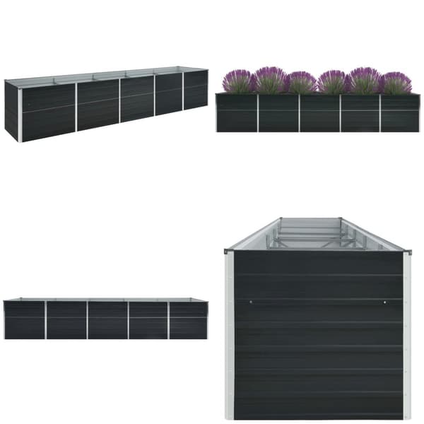 Forhøjet plantekasse 400x80x45 cm galvaniseret stål antracitgrå - Plantekasse - Plantekasser - Home & Living