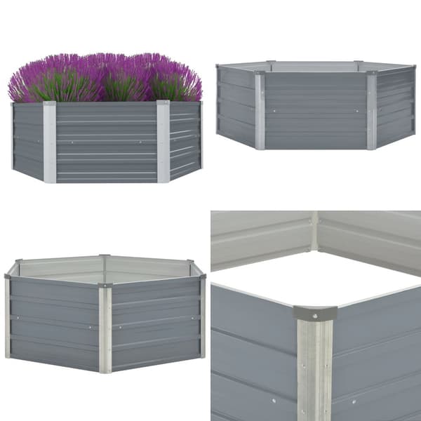 Hævet havekasse 129 x 129 x 46 gråt galvaniseret stål - Hævet Havekasse - Hævet Havekasser - Home & Living