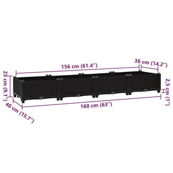 Højbed 160x40x23 cm polypropylen - Højbed - Højbede - Home & Living
