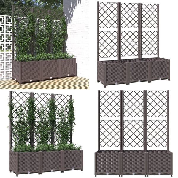 Plantekasse med espalier 120x40x136 cm PP brun - Plantekasse - Plantekasser - Home & Living
