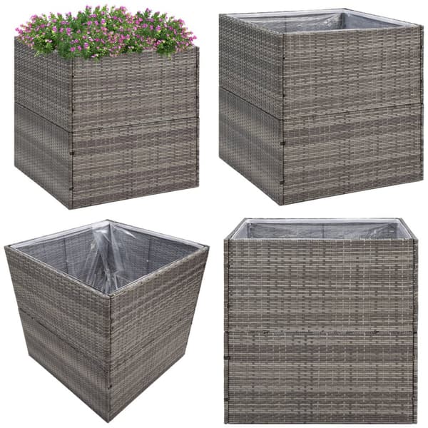 Plantekasse 80x80x80 cm polyrattan grå - Haveplantekasse - Haveplantekasser - Home & Living