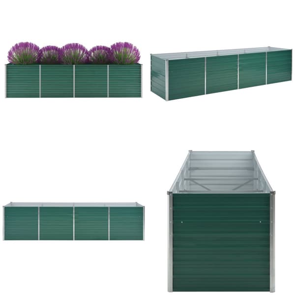 Forhøjet plantekasse 320x80x77 cm galvaniseret stål grøn - Plantekasse - Plantekasser - Home & Living