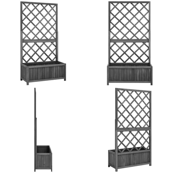 Plantekasse med espalier 70x30x135 cm massivt fyrretræ sort - Plantekasse - Plantekasser - Home & Living
