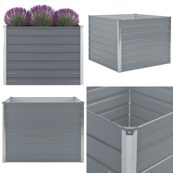 Hævet havekasse 100 x 100 x 77 galvaniseret stål gråt - Hævet Havekasse - Hævet Havekasser - Home & Living