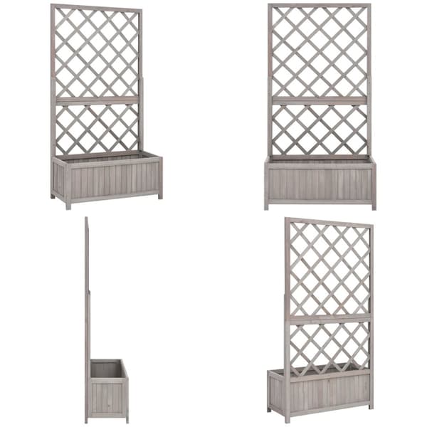 Plantekasse med espalier 70x30x135 cm massivt fyrretræ grå - Plantekasse - Plantekasser - Home & Living