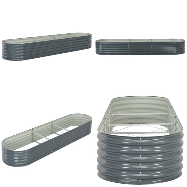 Forhøjet plantekasse 320x80x44 cm galvaniseret stål grå - Plantekasse - Plantekasser - Home & Living