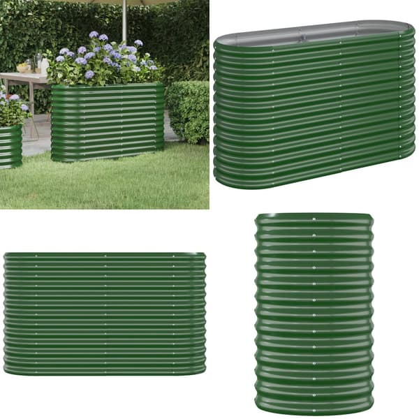 Plantekasse 114x40x68 cm pulverlakeret stål grøn - Plantekasse - Plantekasser - Home & Living