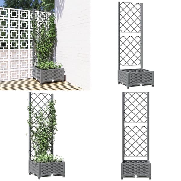 Plantekasse med espalier 40x40x121,5 cm PP lysegrå - Plantekasse - Plantekasser - Home & Living