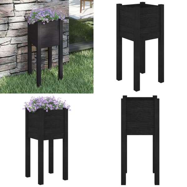 Plantekasse 31x31x70 cm massivt fyrretræ sort - Plantekasse - Plantekasser - Home & Living