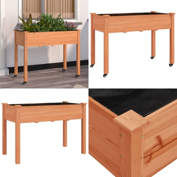 Plantekasse med foring 118x59x80 cm massivt fyrretræ brun - Plantekasse - Plantekasser - Home & Living
