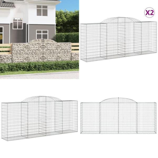 Buede gabionkurve 2 stk. 300x50x120/140 cm galvaniseret jern - Gabion-kurv - Gabion-kurve - Home & Living