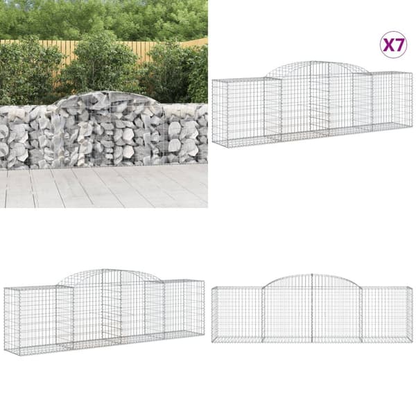 Kaarevat kivikorit 7 kpl 300x50x80/100 cm galvanoitu rauta - Kivikori - Kivikorit - Home & Living