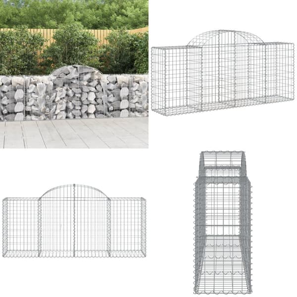 Gabion bågformad 200x50x80/100 cm galvaniserat järn - Gabion - Gabioner - Home & Living