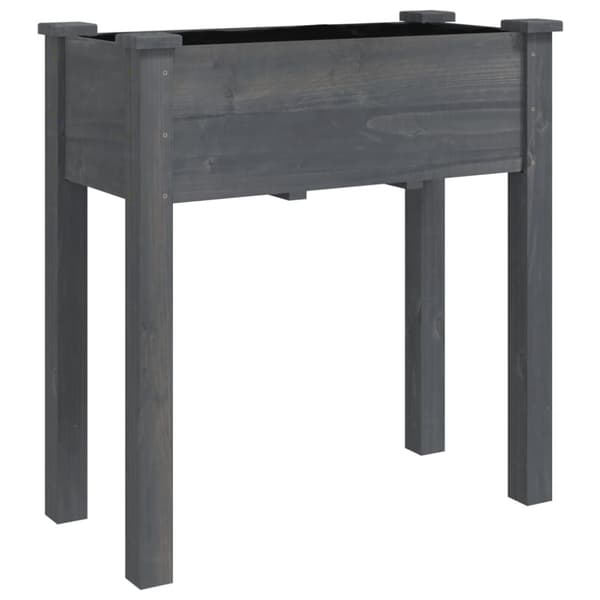 Odlingslåda på hjul med foder grå 71x37x80 cm massivt granträ - Odlingslåda - Odlingslådor - Home & Living