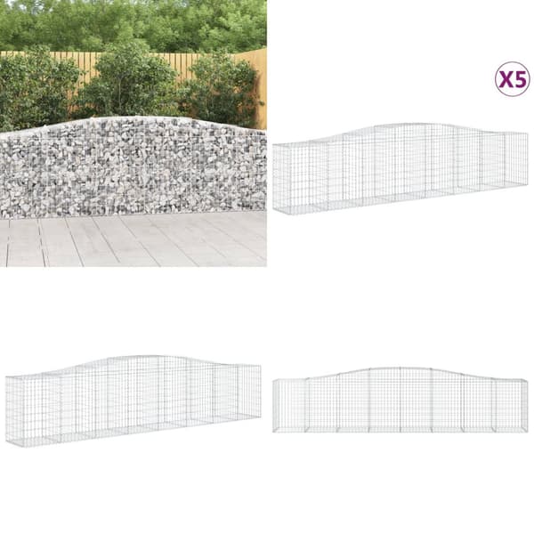 Kaarevat kivikorit 5 kpl 400x50x80/100 cm galvanoitu rauta - Kivikori - Kivikorit - Home & Living