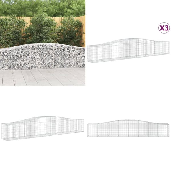 Buede gabionkurve 3 stk. 400x50x60/80 cm galvaniseret jern - Gabion-kurv - Gabion-kurve - Home & Living