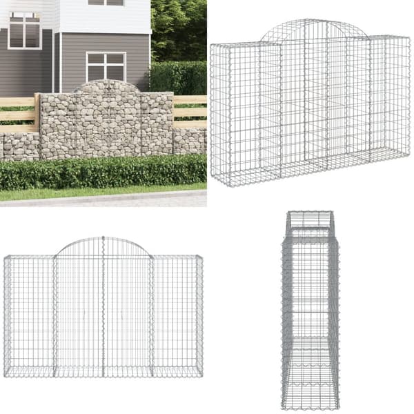 Buet gabionkurv 200x50x120/140 cm galvaniseret jern - Gabion-kurv - Gabion-kurve - Home & Living