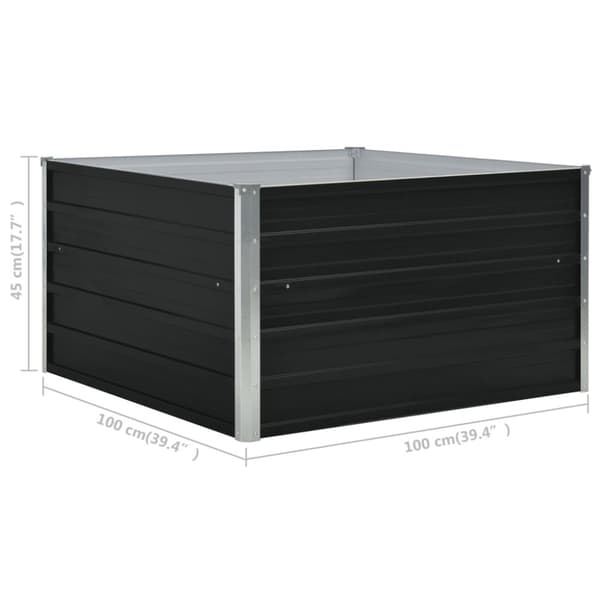 Korotettu puutarhalaatikko 100x100x45 cm galvanoitu teräs - Korotettu Puutarhalaatikko - Korotetut Puutarhalaatikot - Home & Living