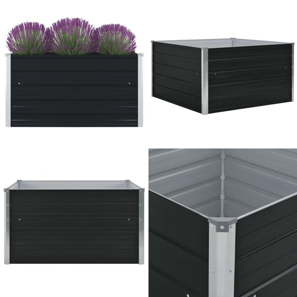 Forhøjet blomsterbed 100 x 100 x 45 cm galvaniseret stål grå - Hævet Havekasse - Hævet Havekasser - Home & Living