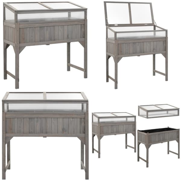 Højbed med drivhus 110x54x120 cm massivt grantræ - Højbed - Højbede - Home & Living