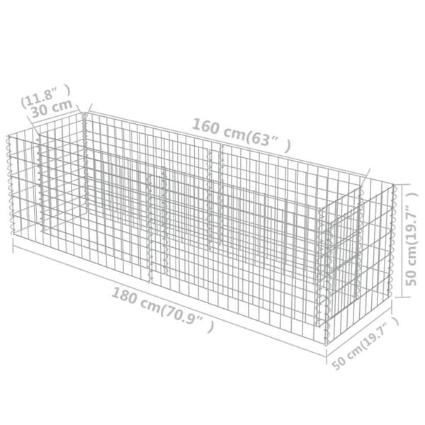 Gabion-højbed 180x50x50 cm galvaniseret stål - Gabion-højbed - Gabion-højbede - Home & Living