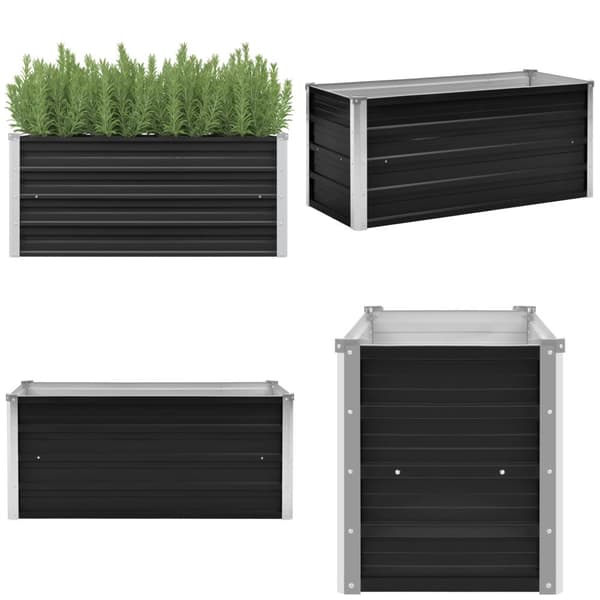 Hævet plantekasse 100x40x45 cm galvaniseret stål antracitgrå - Plantekasse - Plantekasser - Home & Living