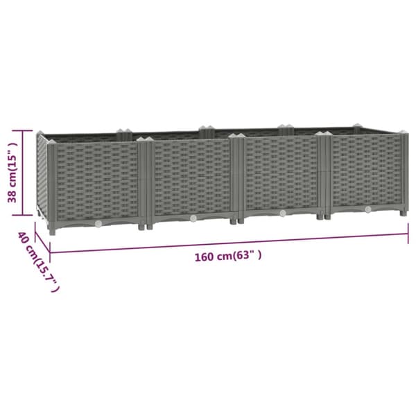 Højbed 160x40x38 cm polypropylen - Plantekasse - Plantekasser - Home & Living