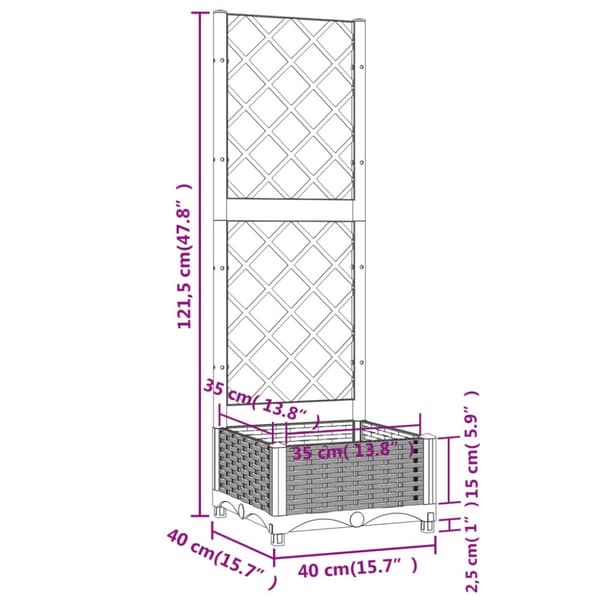 Odlingslåda med spaljé mörkgrå 40x40x121,5 cm PP - Odlingslåda - Odlingslåda - Home & Living