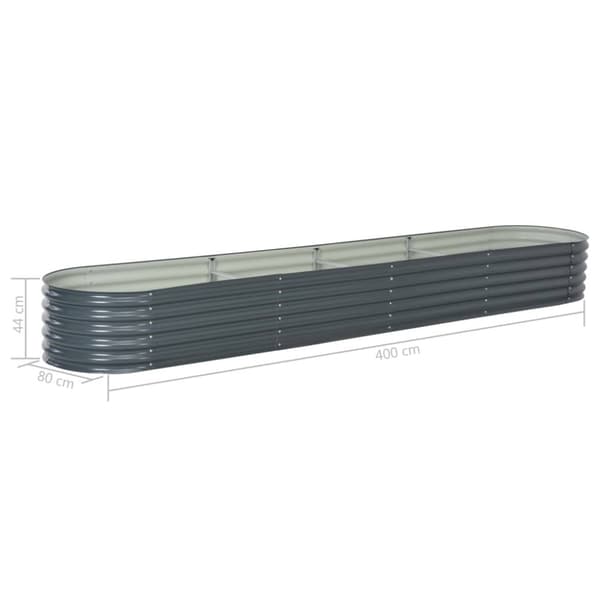 Forhøjet plantekasse 400x80x44 cm galvaniseret stål grå - Plantekasse - Plantekasser - Home & Living