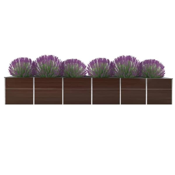Forhøjet plantekasse 480x80x77 cm galvaniseret stål brun - Plantekasse - Plantekasser - Home & Living