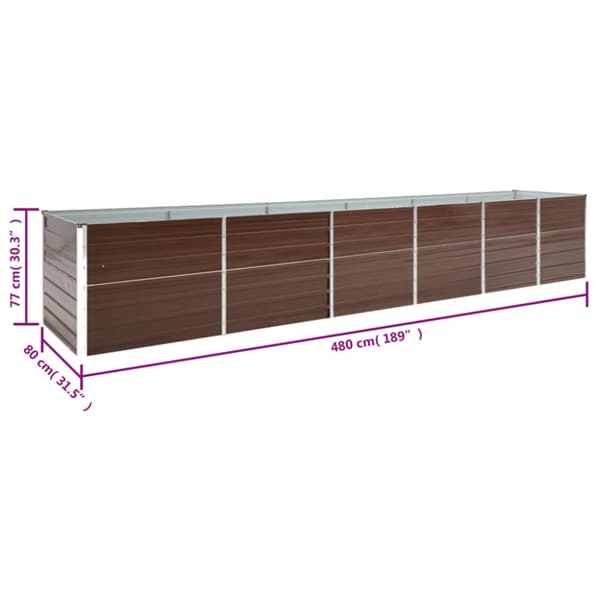 Forhøjet plantekasse 480x80x77 cm galvaniseret stål brun - Plantekasse - Plantekasser - Home & Living